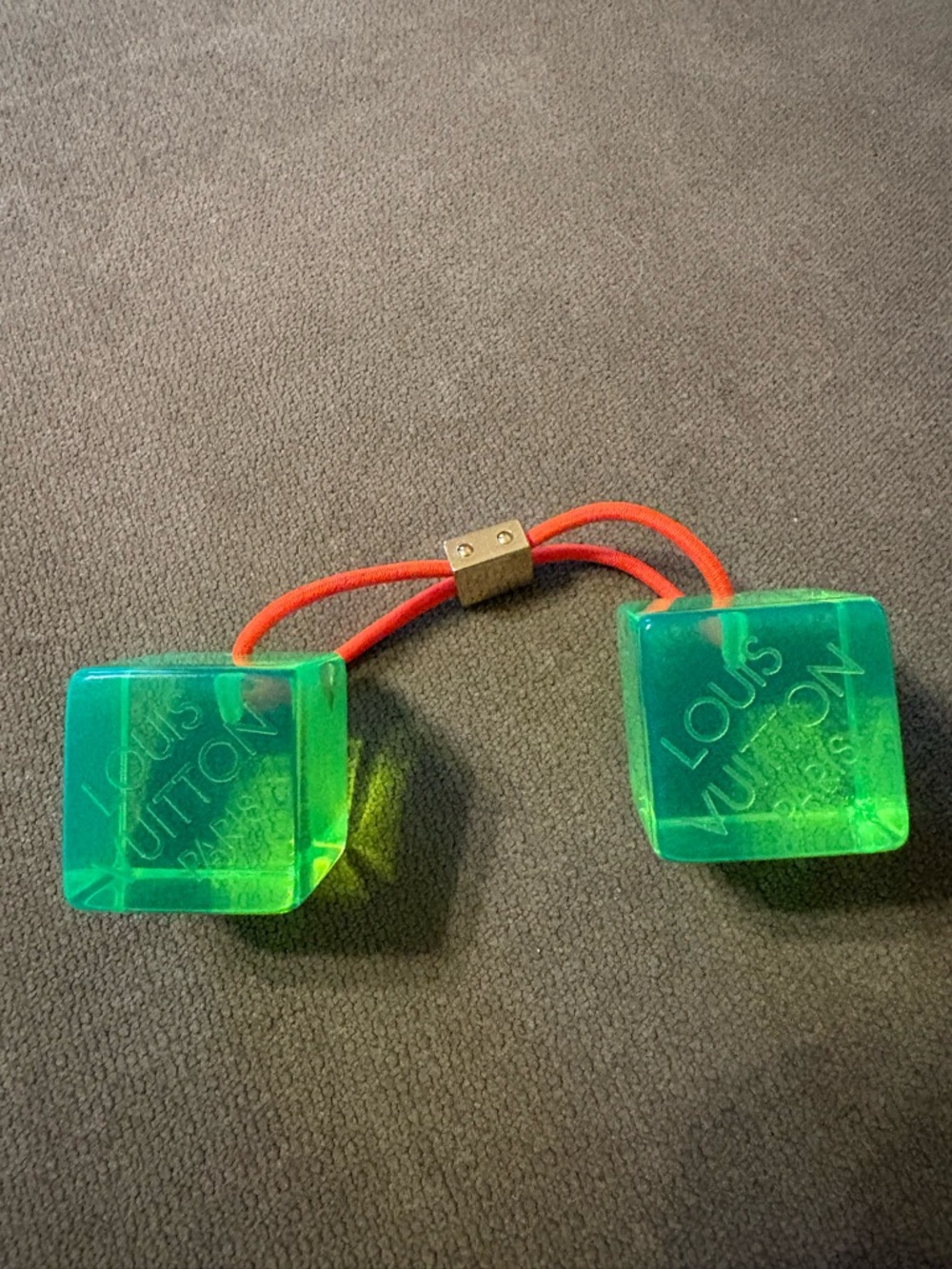 Louis Vuitton Neon Green Cube Hair Tie